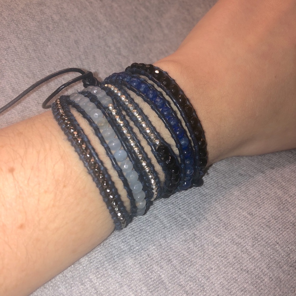 Lizou wrap multi colored blue black bracelet
